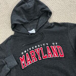 Champion University of Maryland Hoodie Sweatshirt Gray S CS2071 Terrapins Mens